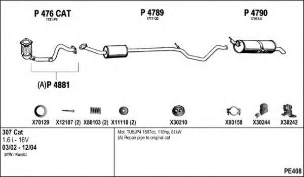 FENNO PE408 Exhaust System